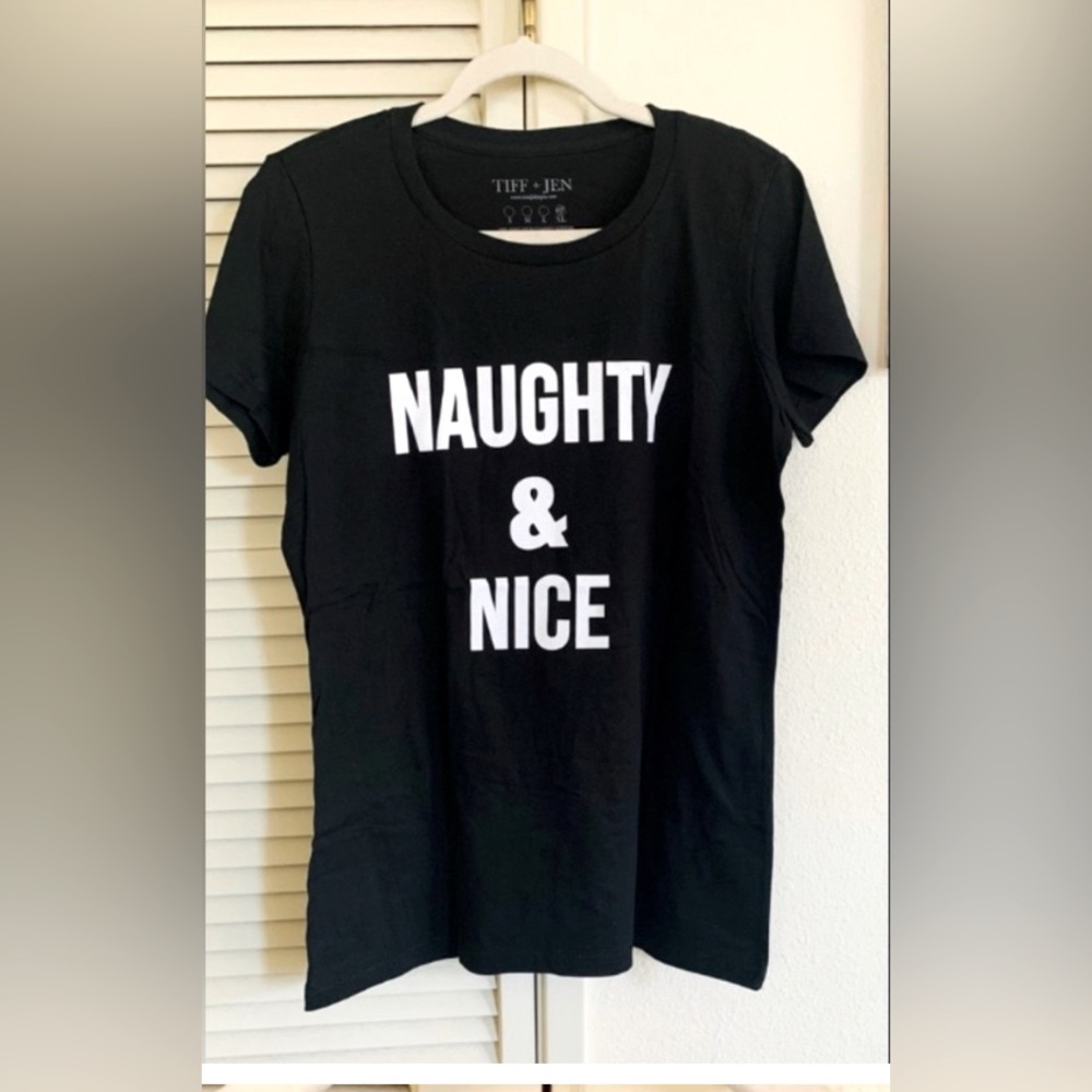 •Naughty & Nice•black/white graphic T-shirt 
New with tags!